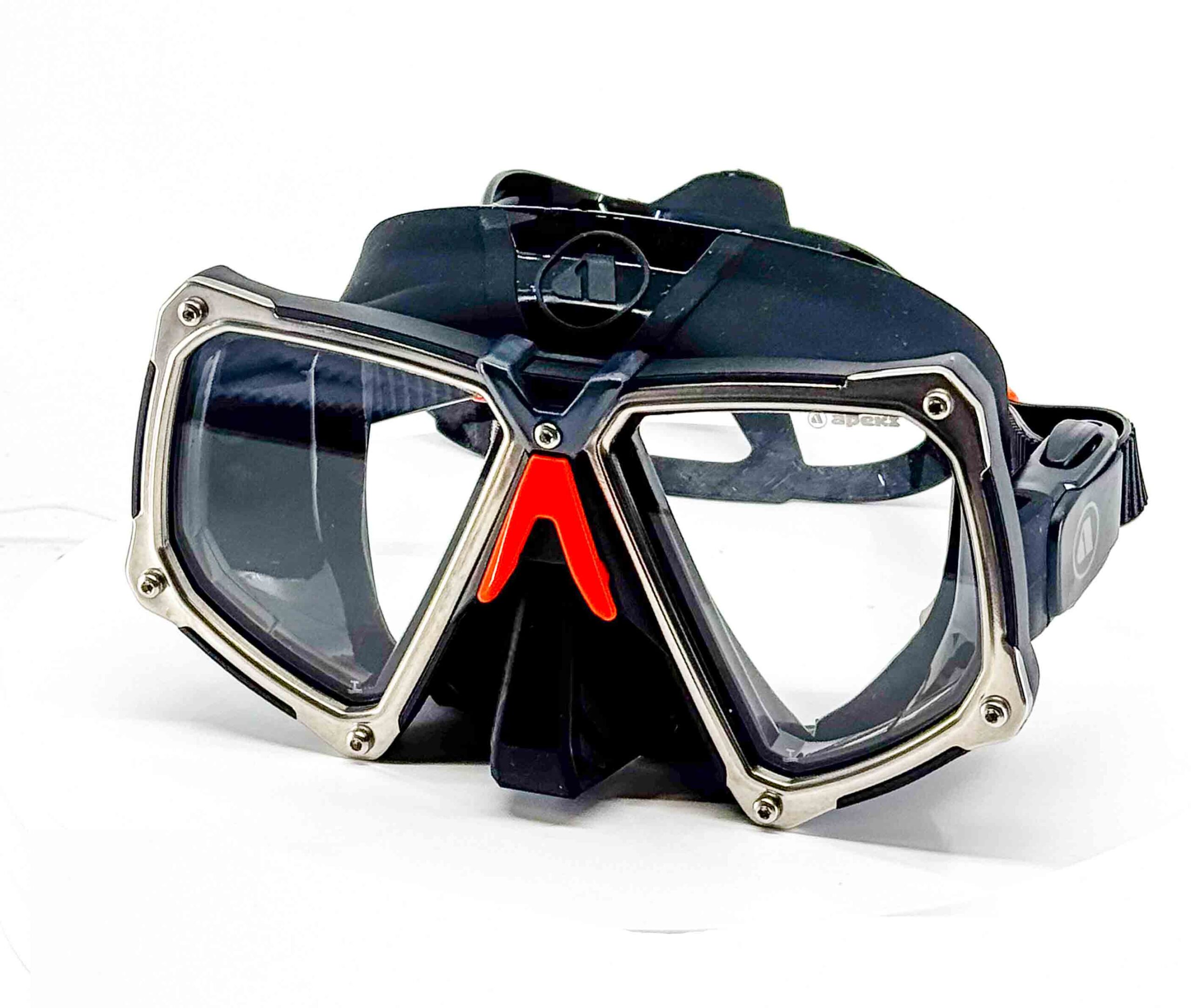 Apeks VX2 dive mask with durable framed design and metal support, available with custom prescription lenses from See the Sea RX.