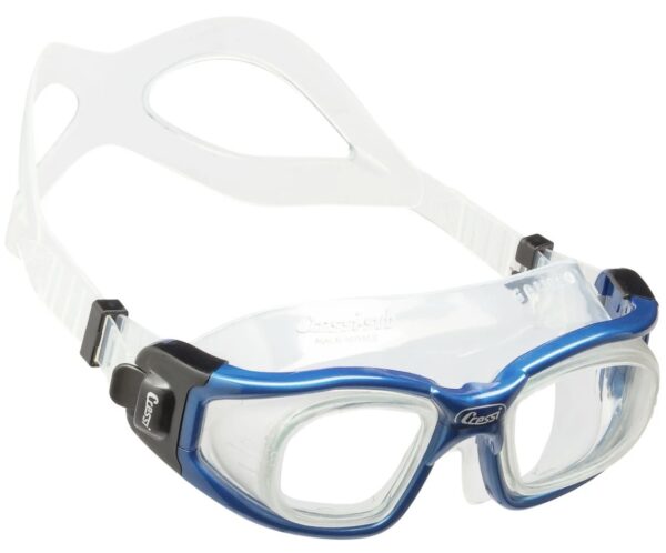 Cressi Galileo Swim Goggles with blue frame, compatible with prescription lenses